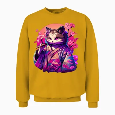 Cat Kimono Unisex Sweatshirt - Gold