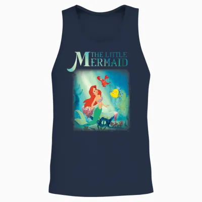 Disney the Little Mermaid Ariel Flounder Sebastian T-Shirt Poster, Black, S Unisex Tank Top - Navy