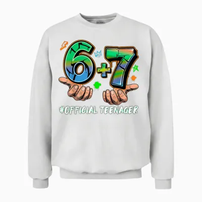 6+7 Offizielle Teenager 13. Geburtstag Sechs Sieben 6 7 Meme Hände Unisex Sweatshirt - White