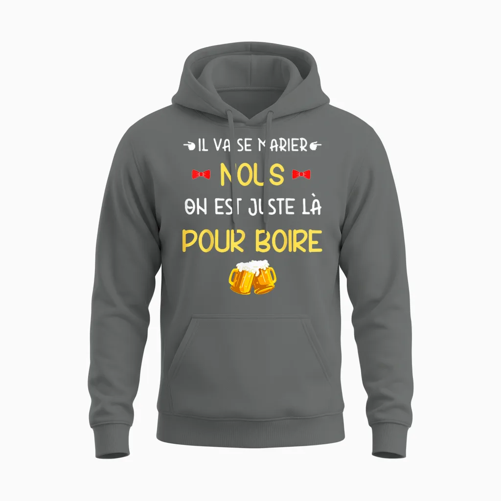 Evg Humour – He Gets Married, We Drink! Unisex Hoodie in Graphite Heather