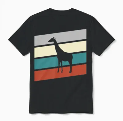 Giraffe Retro Unisex T-Shirt - Black