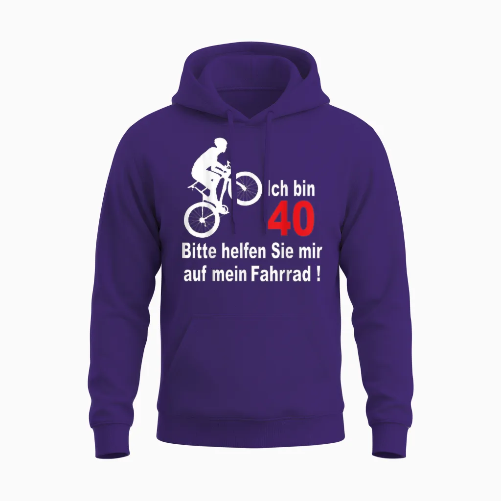 40. Geburtstag Mann Geschenk Lustig Fahrrad Unisex Hoodie in Purple