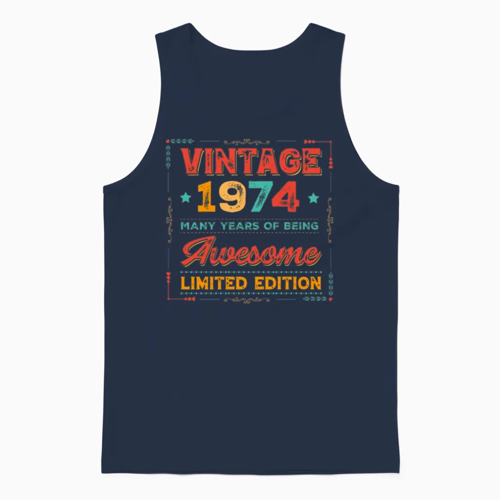 1974 Vintage Unisex Tank Top in Navy
