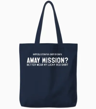 Away Mission Lucky Red Sci Fi Geek Tote Bags - Navy