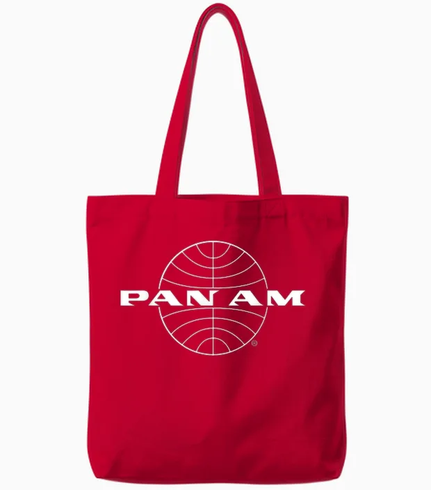 Pan Am Classic Weißes Logo Tote Bags in Red