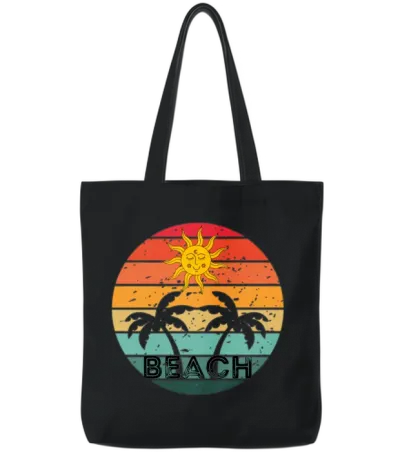 Retro Beach Tote Bags - Black