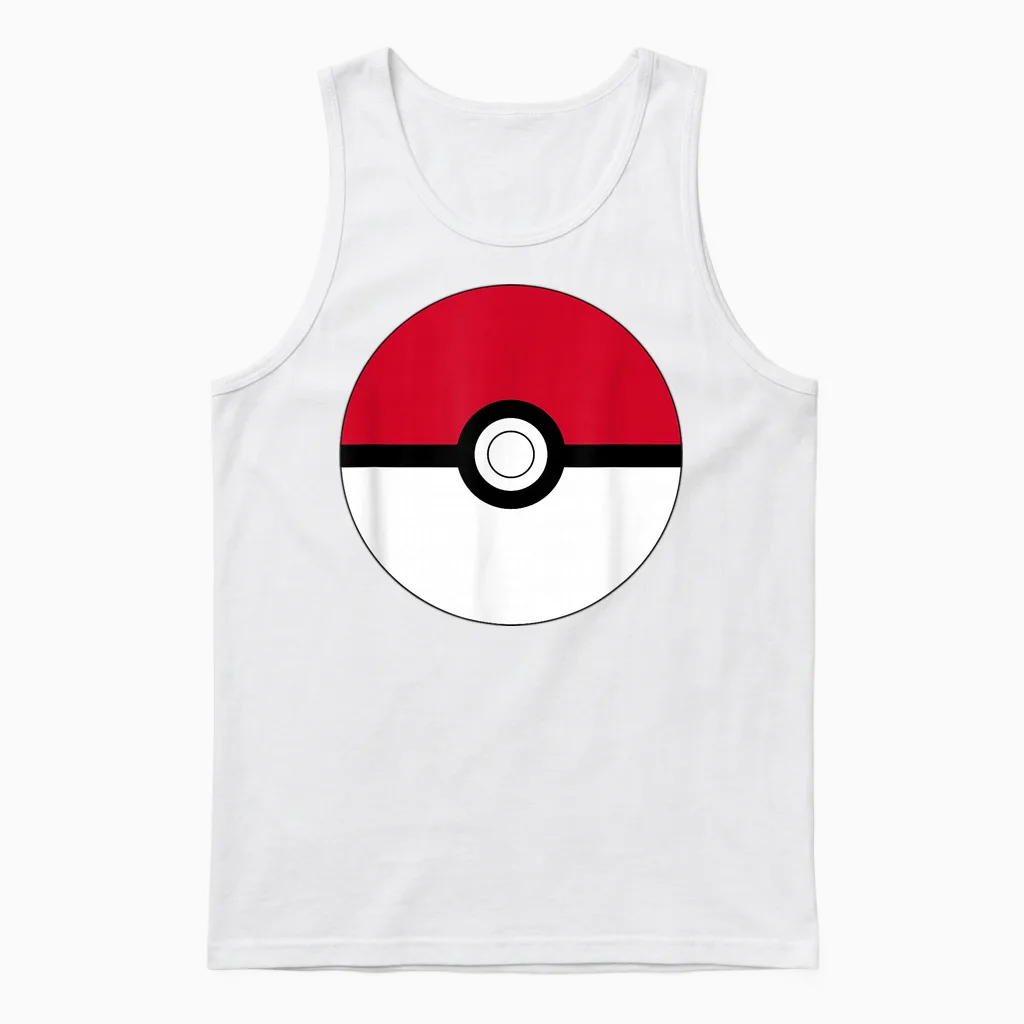 Pokémon Poké Ball Vintage Classic Red & White Logo Unisex Tank Top in White