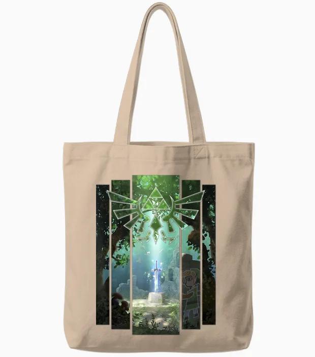 Nintendo Zelda the Master Sword Lost Woods Artwork Tote Bags in Natural