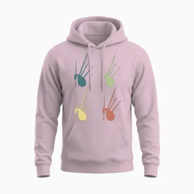 Bagpipes Retro 4 Unisex Hoodie - Light Pink