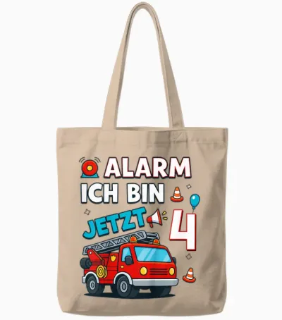 Alarm Ich Bin Jetzt 4 Feuerwehr Geburtstag Tote Bags - Natural