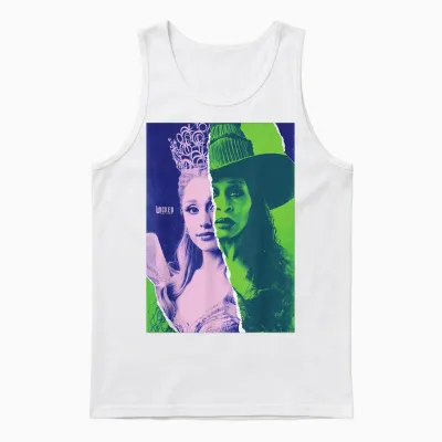 Wicked: for Good Glinda and Elphaba Split Portrait Unisex Tank Top - White