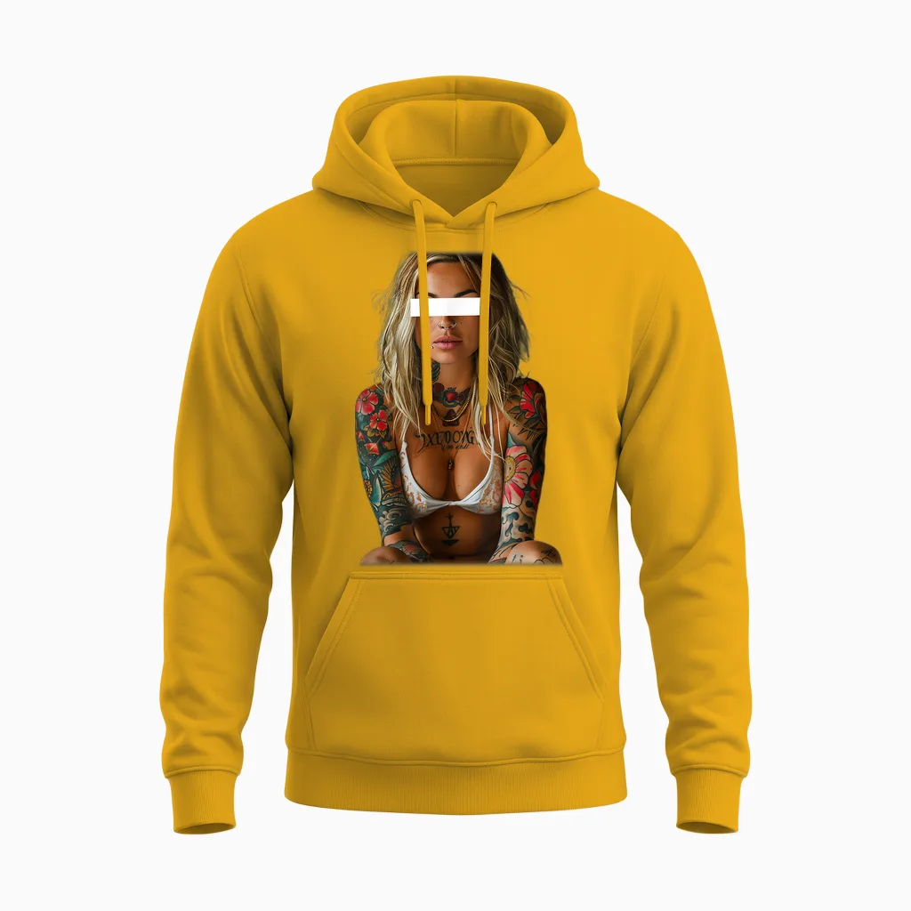 Vintage Sexy Girl Unisex Hoodie in Gold