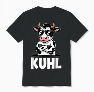 Kuhl Coole Kuh Bauer Lustiges Landwirtschaft Unisex T-Shirt - Black