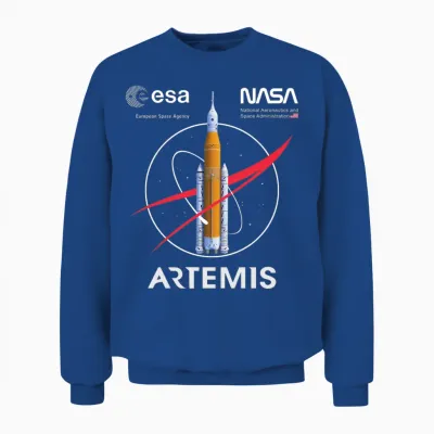 Nasa Artemis Mission Sls Worm and Esa Logo Langarmshirt Unisex Sweatshirt - Royal