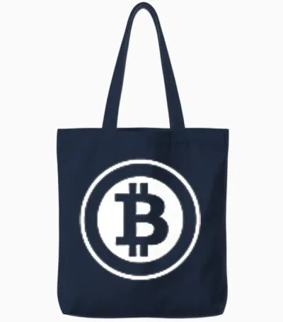 Bitcoin Michael Saylor T-Shirt, Black Tote Bags - Navy