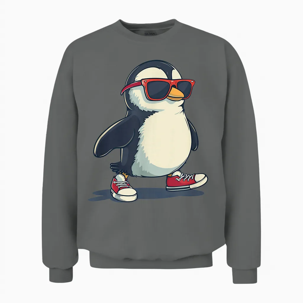 Lustiger Pinguin Mit Coolen Schuhen Und Sonnenbrille Unisex Sweatshirt in Graphite Heather