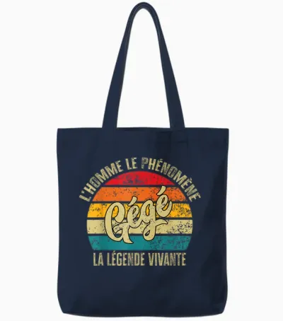 Gegé Gift Personalized Humor Man the Legend Living Tote Bags - Navy