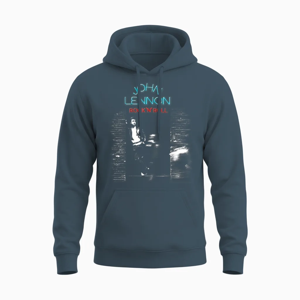 John Lennon - Rock 'n' Roll T-Shirt Small Unisex Hoodie in Dark Heather