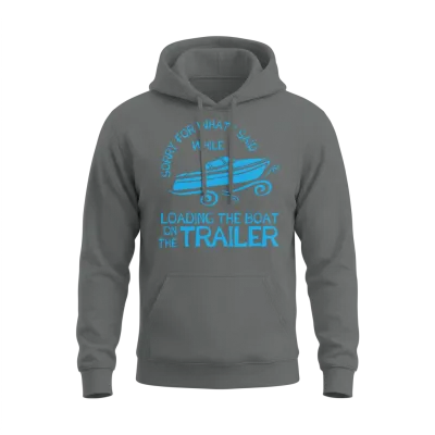 Boating Gift Loading the Boat on the Trailer Unisex Hoodie - Graphite Heather