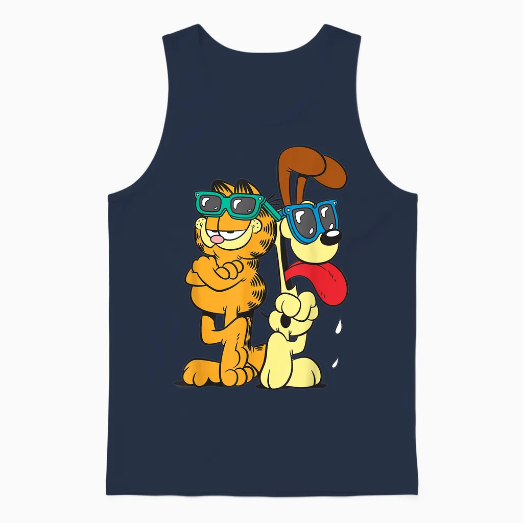 Garfield & Odie Wearing Shades Cool Shot Unisex Tank Top in Navy