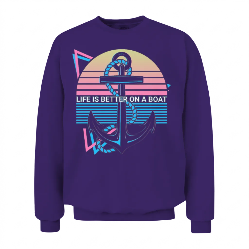 Funny Boating Retro Unisex Sweatshirt - Purple
