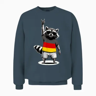 Deutsche Flagge Waschbär Lustig Deutschland Unisex Sweatshirt - Dark Heather