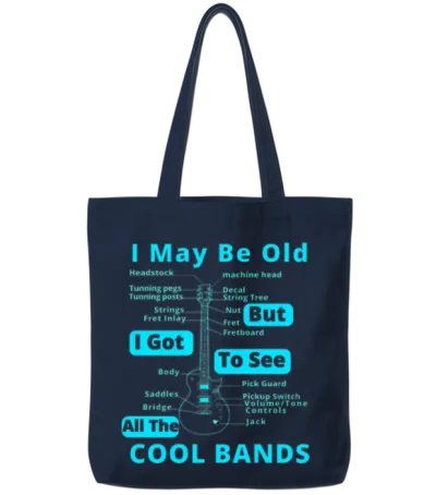 Funny Cool Bands Quote - Funny Guitar Player Tote Bags - Navy