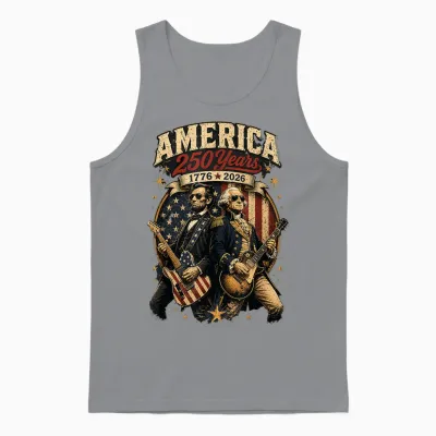 George Washington Abraham Lincoln Playing Guitar 4th July Unisex Tank Top - Sport Grey