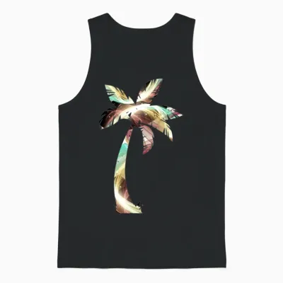 Retro Palm Tree Summertime Unisex Tank Top - Black