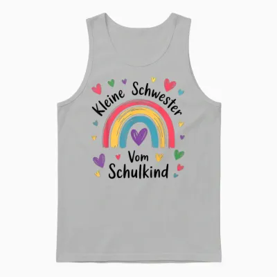 Kleine Schwester Vom Schulkind Regenbogen Geschwister Kinder Unisex Tank Top - Ash