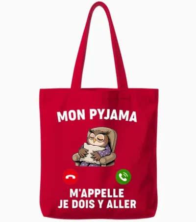 Humor Pajamas M'appelle Nap Night Bed Go Sleep Hour Tote Bags - Red