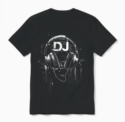 Dj T-Shirt Headphones, Black, S Unisex T-Shirt - Black
