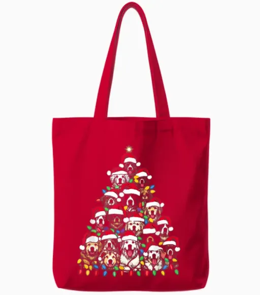 Christmas Tree of Puppies - Funny Xmas Tree Dog Puppy Lover Men Women Tote Bags - Red