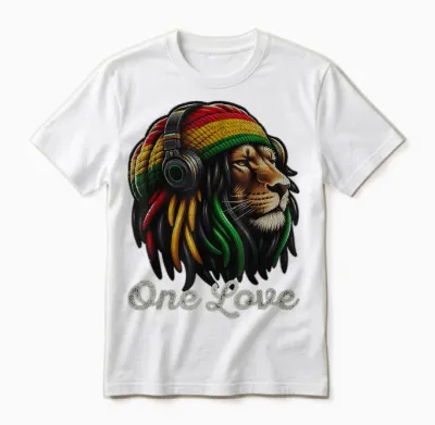Jamaican Reggae Lion by Judah Rastafarian Lion T-Shirt, Black, S Unisex T-Shirt - White