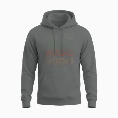 Hugo First Name Grunge Style Vintage Retro Unisex Hoodie - Graphite Heather