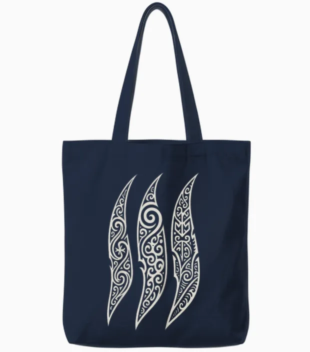 Maori Tribal Pattern New Zealand Rugby Tote Bags in Navy