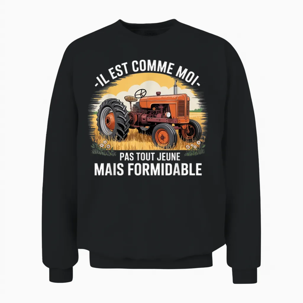 Old Tractor Not All Young but Great Gift Men Unisex Sweatshirt in Black