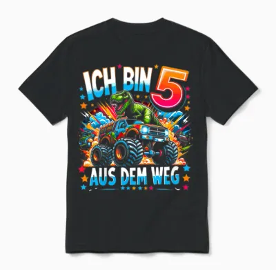 Kinder Ich Bin 5 5. Geburtstag Junge Fünf Jahre Jungs Unisex T-Shirt - Black