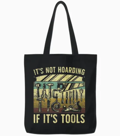 Funny Woodworker Art for Men Carpenter Wood Working Tools T-Shirt Small Tote Bags - Black