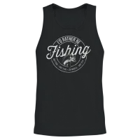 I'd Rather Be Fishing Retro Distressed Sports Gift Unisex Tank Top - Black – 2