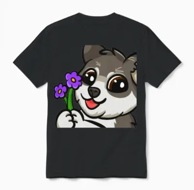 Dog Flower Unisex T-Shirt - Black