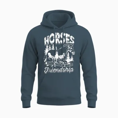 Horses: Where Freedom Meets Friendship - Horse Unisex Hoodie - Dark Heather