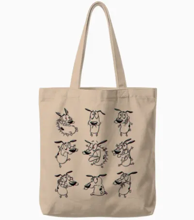 Courage the Cowardly Dog All Emotions Tote Bags - Natural