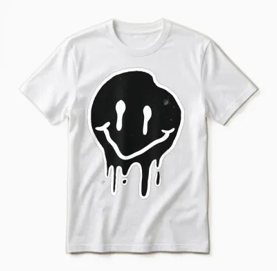Smile Face Emoticons Fun Graffiti Smileys Graphic T-Shirt, Black, S Unisex T-Shirt - White