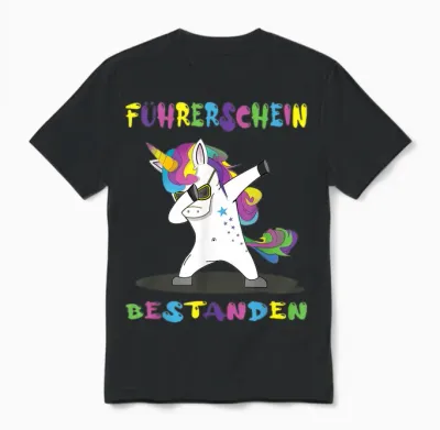 Einhorn Führerscheinprüfung Fahrprüfung Bestanden Unisex T-Shirt - Black