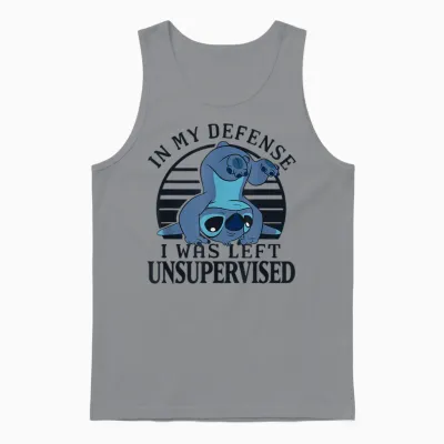 Disney Lilo & Stitch I Was Left Unsupervised Retro Stripes Unisex Tank Top - Sport Grey