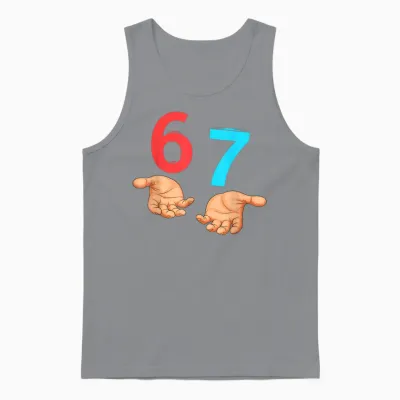 67 Six Seven 6 7 Kids 67 Teens Boys 6-7 Meme Hands 67 Funny Unisex Tank Top - Sport Grey