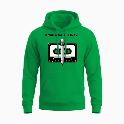 Retro Cassette Tape and Pencil Unisex Hoodie - Irish Green
