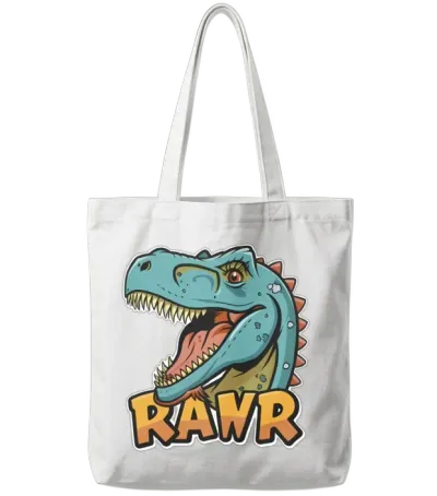 Dino Rawr Tote Bags - White
