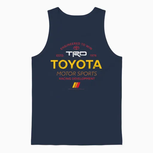 Toyota Engineered to Win Motor Sports Racing Distressed Logo Unisex Tank Top in Navy